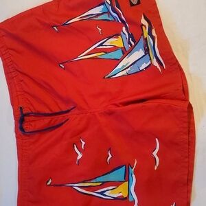 Vineyard Vines Red Sailing The Bay Brief Lined Sz. XL Swim Trunks